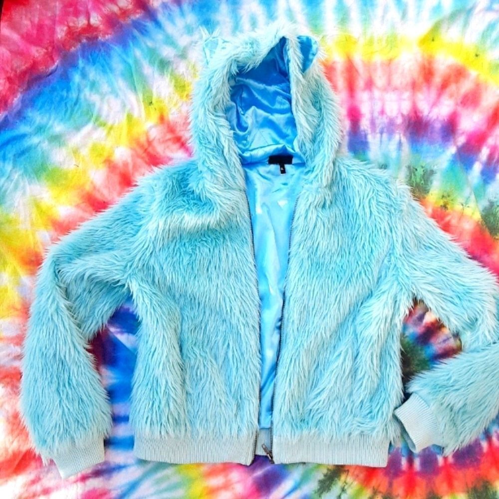 Sale! Sourpuss blue care bear kitty cat jacket